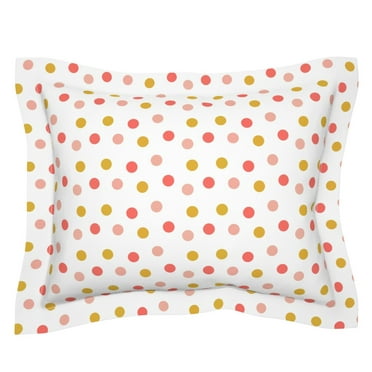 100% Cotton Sateen 30in x 24in Flange Sham Roostery Pillow Sham Polka Dot Kids Coral Pink Mint Gold Nursery Print 